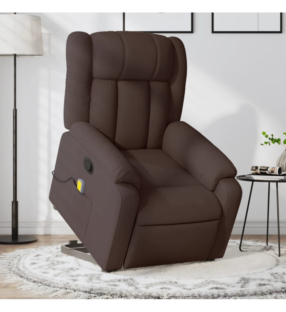 Fauteuil inclinable de massage Marron foncé Tissu