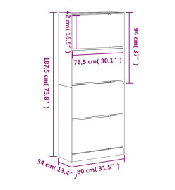 Armoire à chaussures 4 tiroirs rabattables gris béton