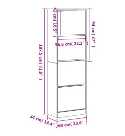 Armoire à chaussures 4 tiroirs rabattables gris béton