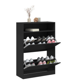 Armoire à chaussures 2 tiroirs rabattables noir 80x34x116 cm