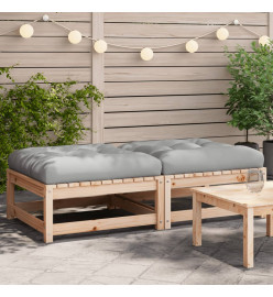 Repose-pieds de jardin avec coussins 2 pcs bois de pin massif