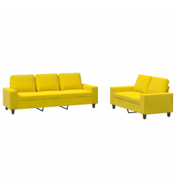 Ensemble de canapés 2 pcs jaune clair tissu