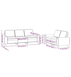 Ensemble de canapés 2 pcs gris foncé tissu