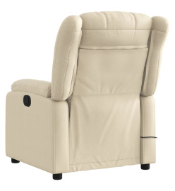 Fauteuil inclinable de massage électrique crème tissu