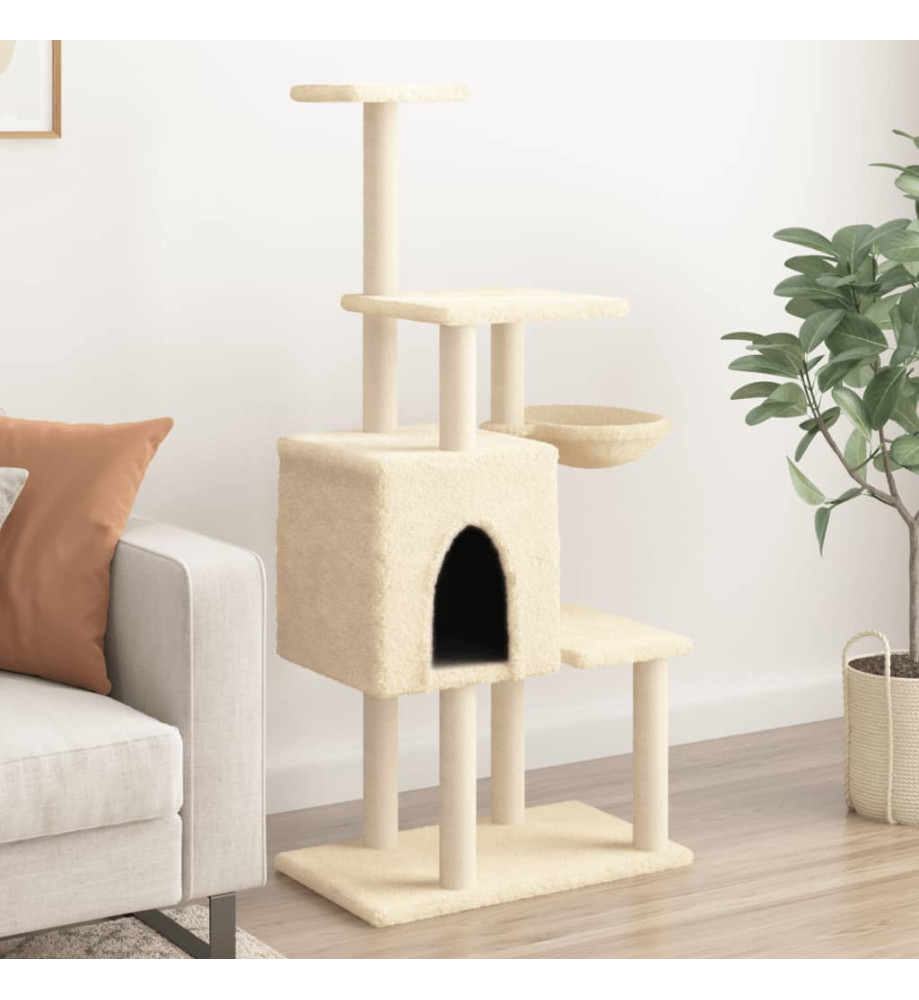 Arbre à chat avec griffoirs en sisal Crème 131 cm