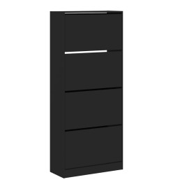 Armoire à chaussures 4 tiroirs rabattables noir 80x34x187,5 cm