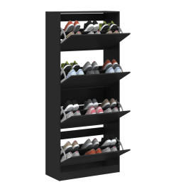 Armoire à chaussures 4 tiroirs rabattables noir 80x34x187,5 cm