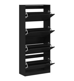 Armoire à chaussures 4 tiroirs rabattables noir 80x34x187,5 cm