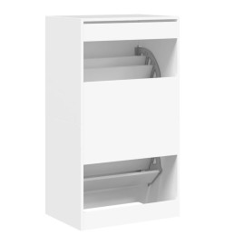 Armoire à chaussures 2 tiroirs rabattables blanc 60x42x108 cm