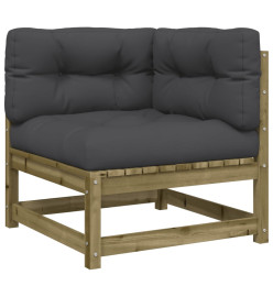 Canapés d'angle de jardin avec coussins 2 pcs bois pin imprégné