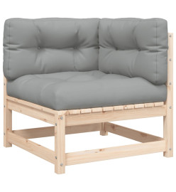 Canapé d'angle de jardin avec coussins bois de pin solide