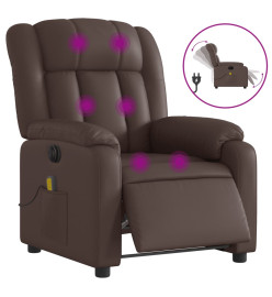 Fauteuil de massage inclinable électrique marron similicuir