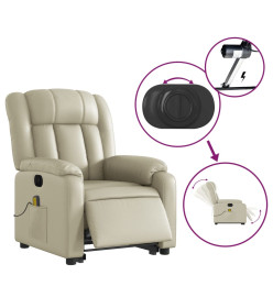 Fauteuil inclinable de massage électrique crème similicuir