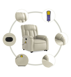 Fauteuil inclinable de massage électrique crème similicuir