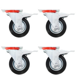 Roulettes pivotantes avec double frein 4 pcs 100 mm