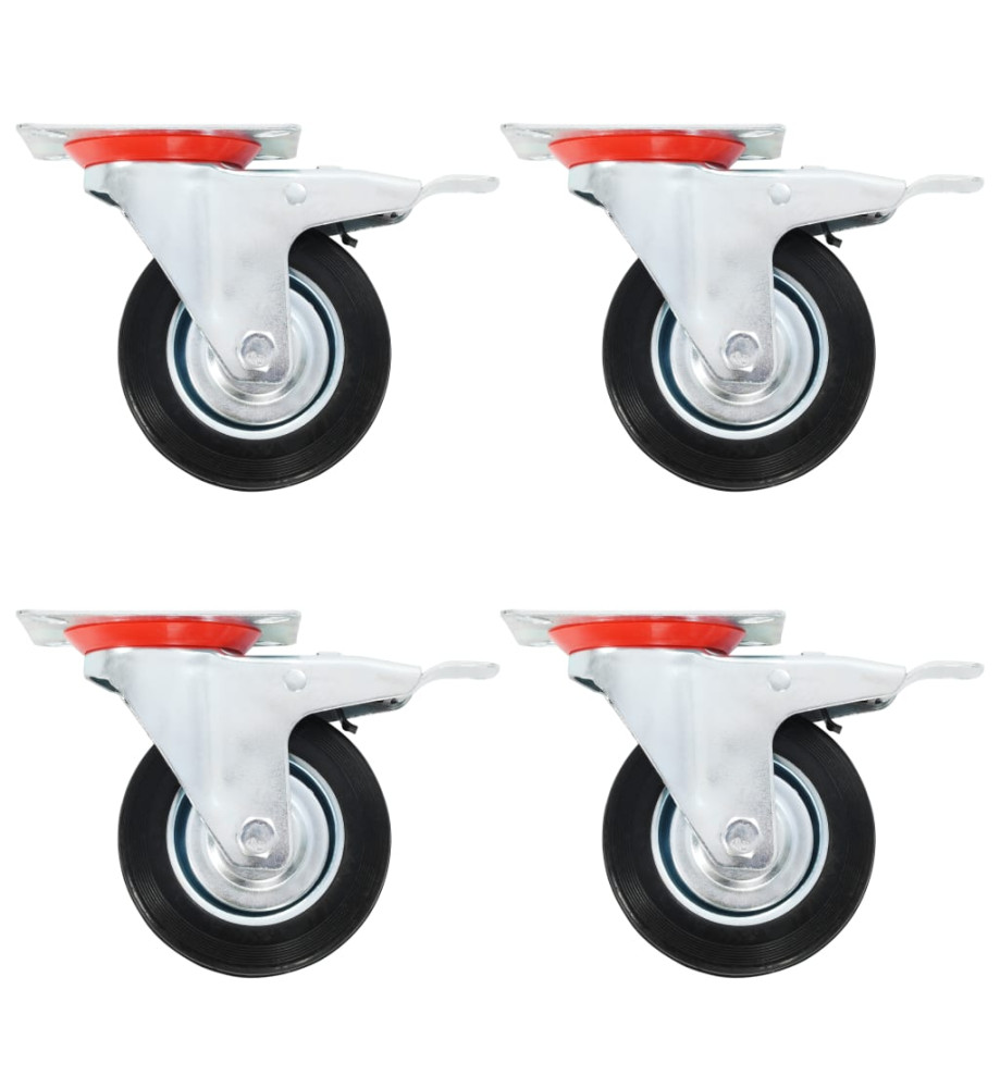 Roulettes pivotantes avec double frein 4 pcs 100 mm