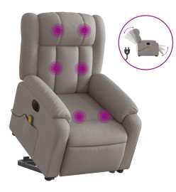 Fauteuil inclinable de massage électrique Taupe Tissu