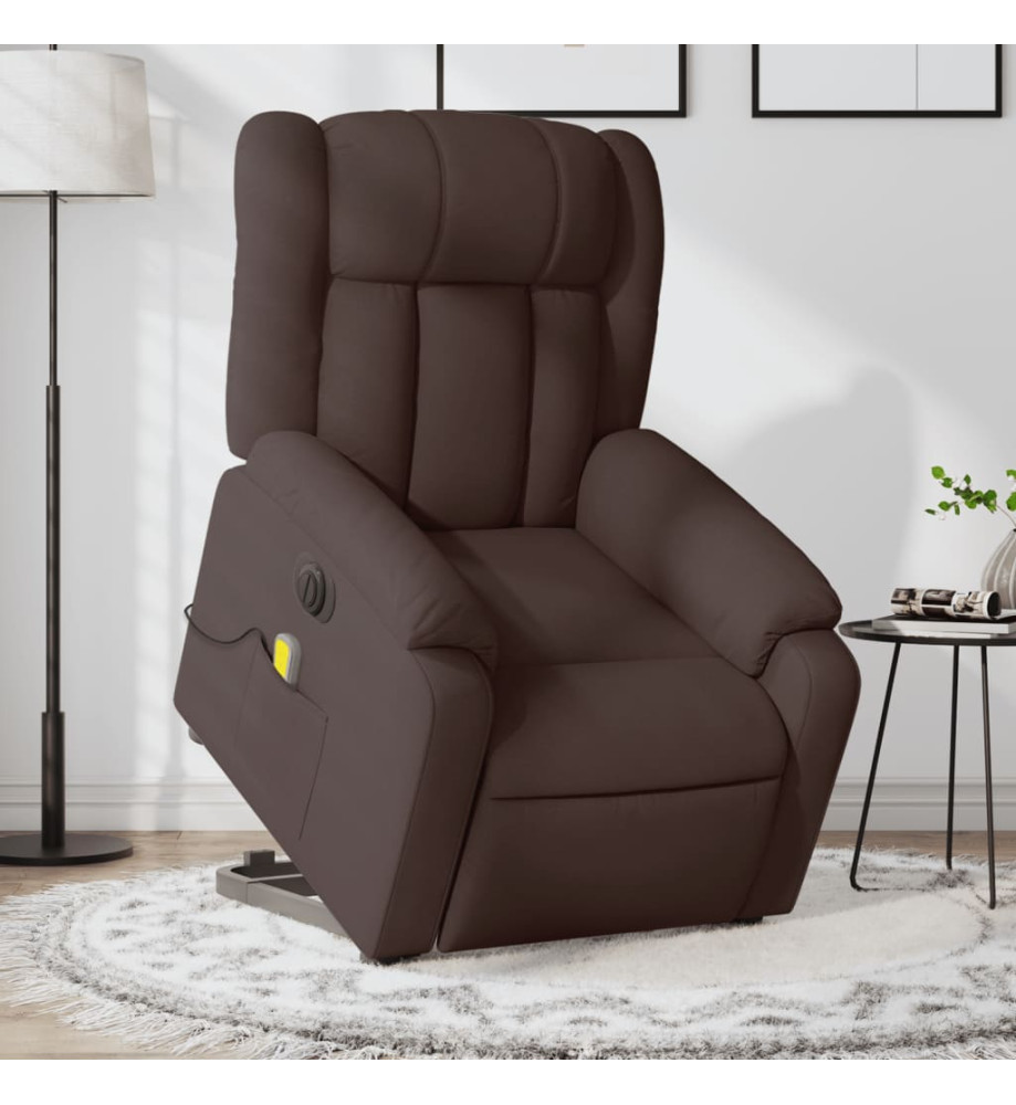 Fauteuil inclinable de massage électrique Marron foncé Tissu