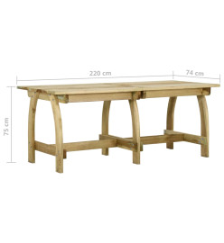 Table de jardin 220x74x75 cm Bois de pin imprégné