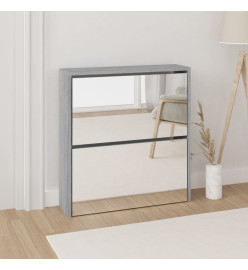 Armoire à chaussures miroir 2 niveaux Sonoma gris 63x17x67 cm