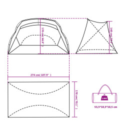 Tente de plage gris 274x178x170/148 cm taffetas 185T