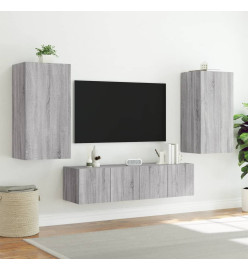 Unités murales TV avec LED 4 pcs gris sonoma bois d'ingénierie