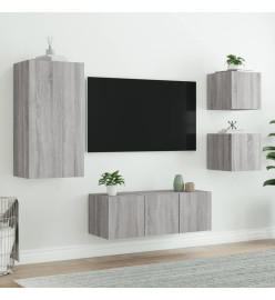 Unités murales TV avec LED 5 pcs gris sonoma bois d'ingénierie