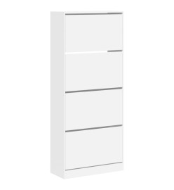 Armoire à chaussures 4 tiroirs rabattables blanc 80x34x187,5 cm