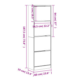 Armoire à chaussures 4 tiroirs rabattables chêne sonoma