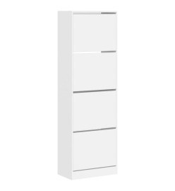 Armoire à chaussures 4 tiroirs rabattables blanc 60x34x187,5 cm