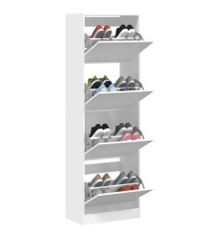 Armoire à chaussures 4 tiroirs rabattables blanc 60x34x187,5 cm