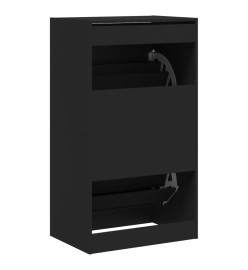 Armoire à chaussures 2 tiroirs rabattables noir 60x42x108 cm