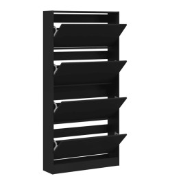 Armoire à chaussures 4 tiroirs rabattables noir 80x21x163,5 cm