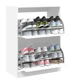 Armoire à chaussures 2 tiroirs rabattables blanc 80x42x108 cm