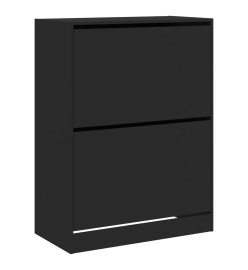 Armoire à chaussures 2 tiroirs rabattables noir 80x42x108 cm