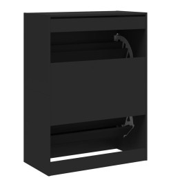 Armoire à chaussures 2 tiroirs rabattables noir 80x42x108 cm