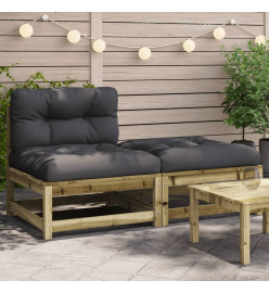 Canapé de jardin sans accoudoirs avec coussins et repose-pieds