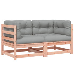 Canapés d'angle de jardin et coussins 2 pcs bois massif douglas