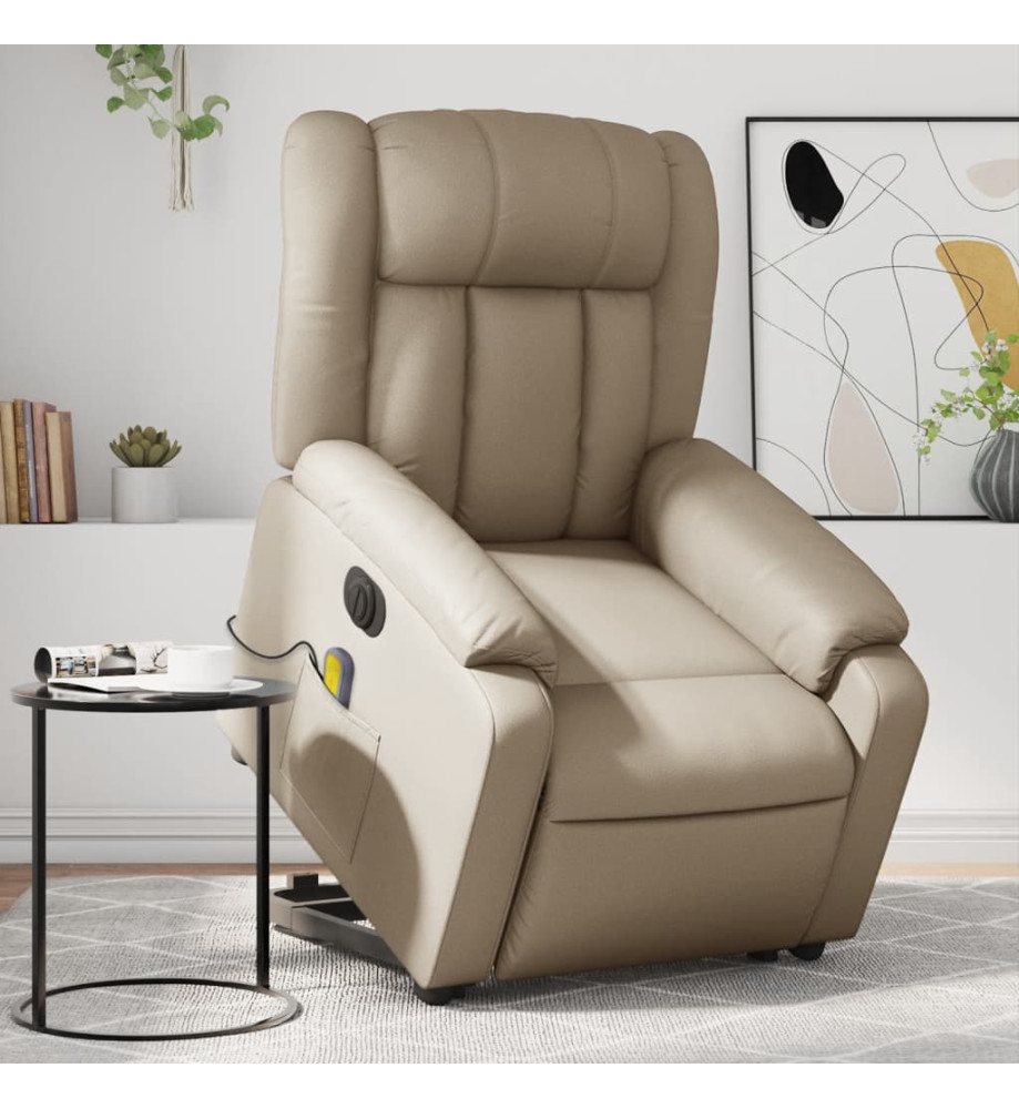 Fauteuil inclinable de massage électrique cappuccino similicuir