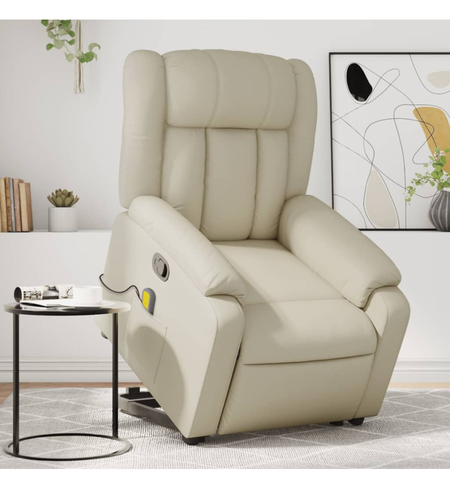 Fauteuil inclinable de massage Crème Similicuir