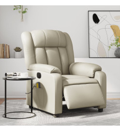 Fauteuil de massage inclinable électrique crème similicuir