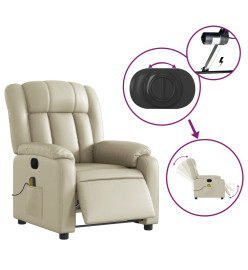 Fauteuil de massage inclinable électrique crème similicuir