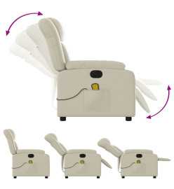 Fauteuil de massage inclinable électrique crème similicuir