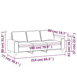 Canapé à 3 places Crème 180 cm Tissu