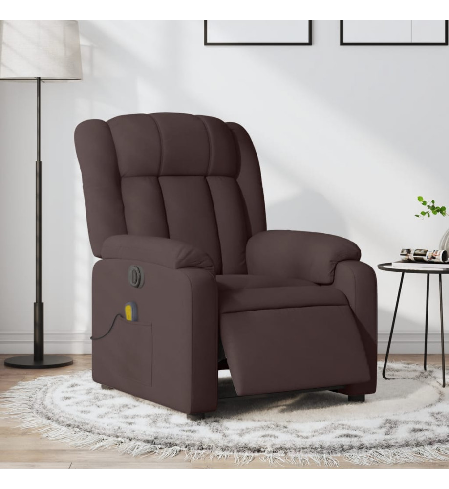 Fauteuil de massage inclinable électrique Marron foncé Tissu