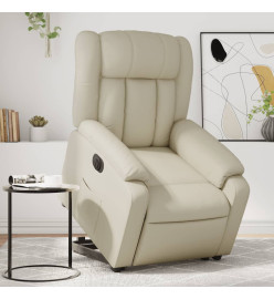 Fauteuil inclinable électrique crème similicuir