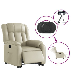 Fauteuil inclinable électrique crème similicuir