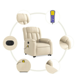 Fauteuil inclinable de massage électrique Crème Tissu