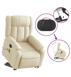 Fauteuil inclinable de massage électrique Crème Tissu