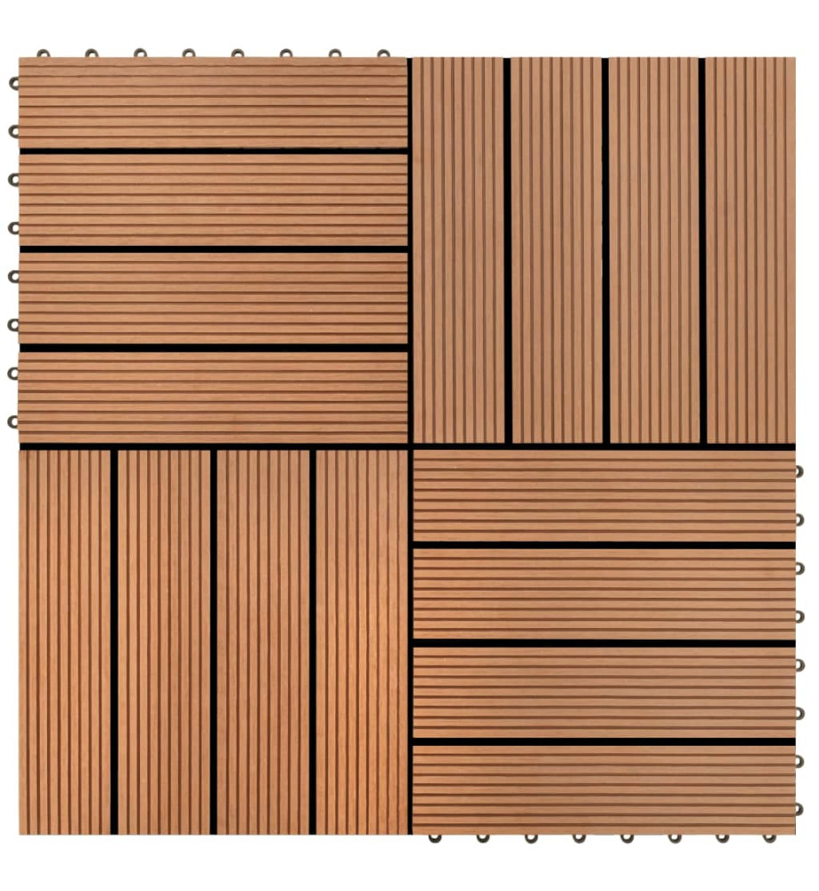 Carreau de terrasse 22 pcs 30 x 30 cm 2 m² WPC Marron